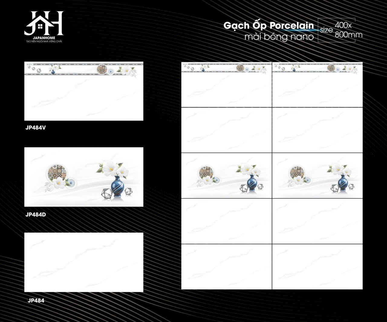 Gạch Ôp Tường 40x80cm thân-viền 484-5775