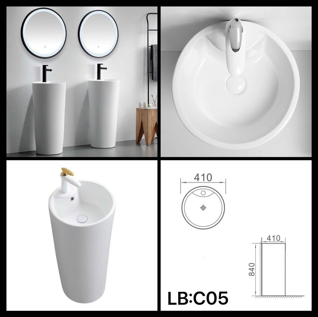 Chậu lavabo trụ liền khối-2690