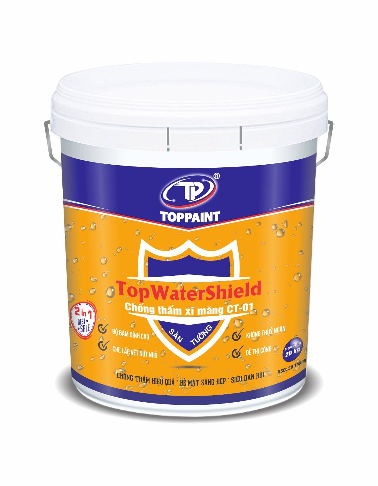 Chống Thấm Xi măng TopWaterShield CT01 Sàn Và Tường 20kg-2583