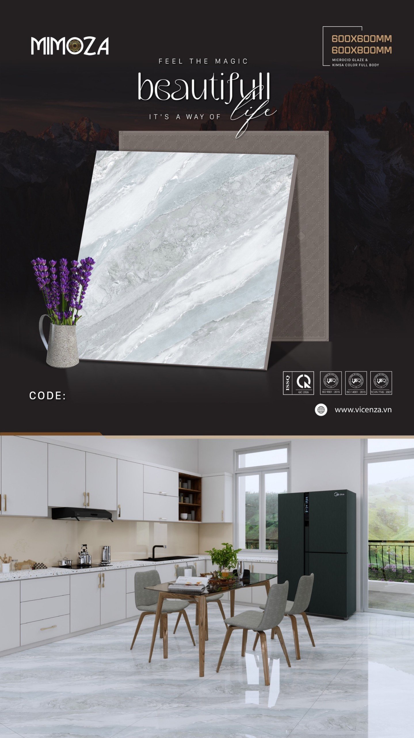 Gạch lát nền 80x80cm MIMOZA-1610