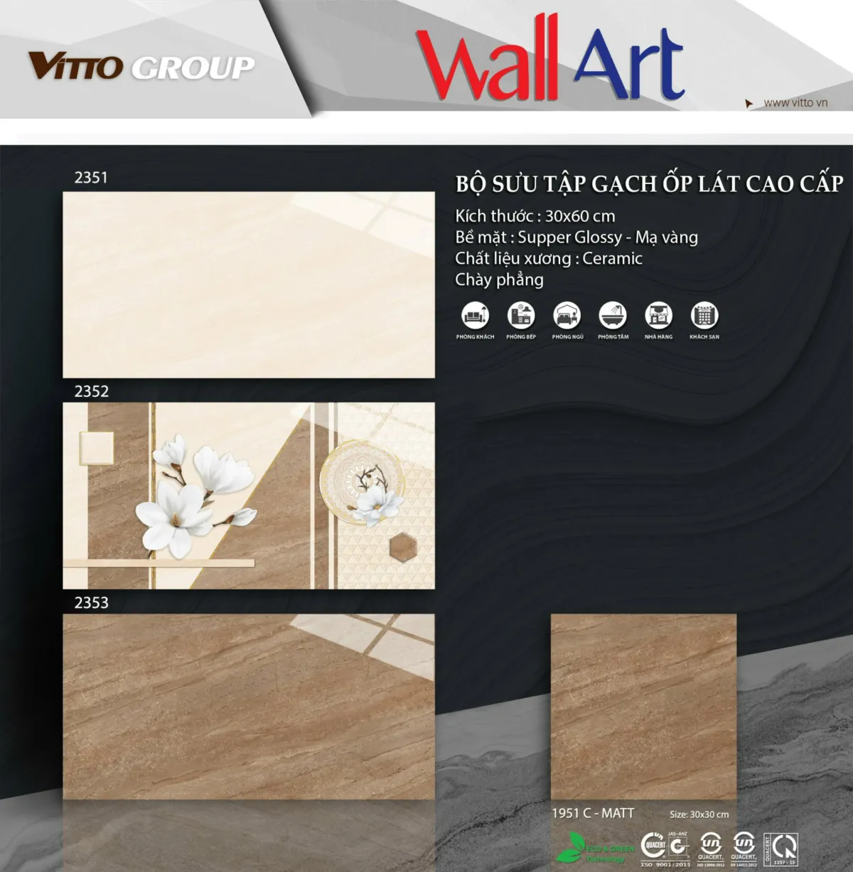 Gạch 0037.1517 Gạch ốp tường 30x60 VITTO Vitto 30x60cm
