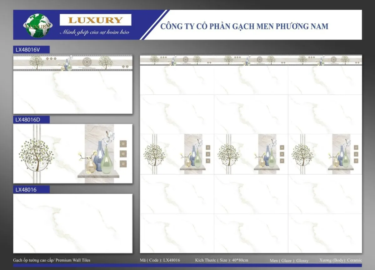 Gạch 0000.1713 Gạch ốp tường 40x80cm PHƯƠNG NAM Chưa cập nhật 40x80cm